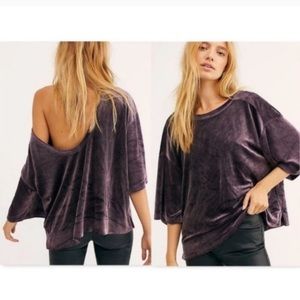 Free People Valerie Open Back Velvet Top Small Oversized Slouchy